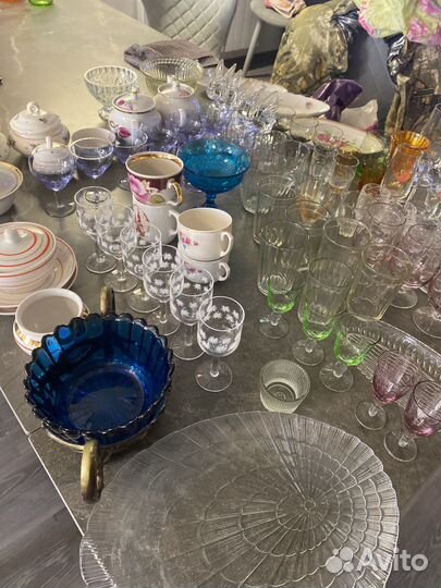 Цветное стекло, хрусталь посуда СССР