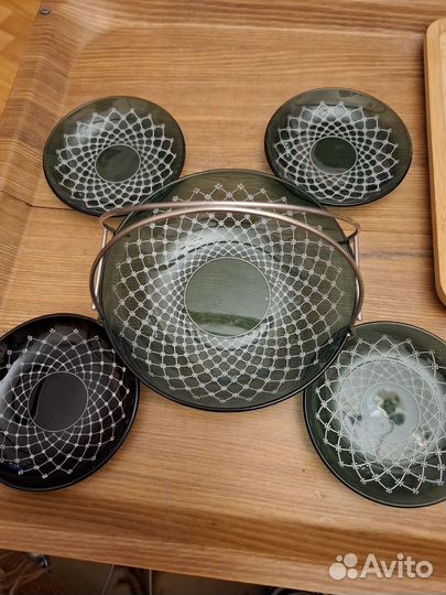 Конфетница цветное стекло СССР