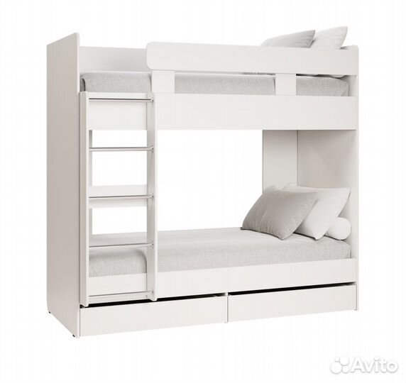 Кровать 2-х ярусная белая подростковая