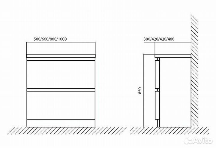 Тумба без раковины BelBagno bb800fhc/tl