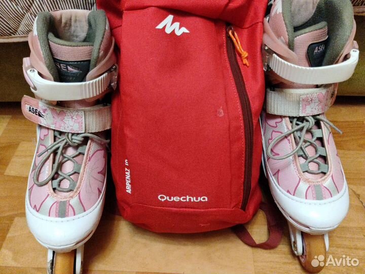 Ролики,шлем,защита,рюкзак,для девочек 34 размер