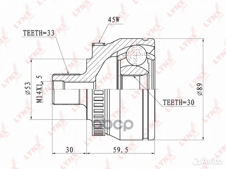 Шрус наружный перед прав/лев CO1201A lynxauto