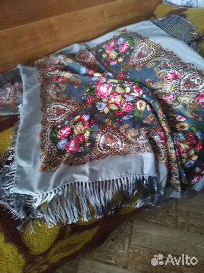 Павловопосадский платок новый шерсть