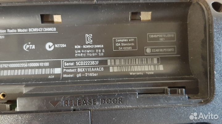 Ноутбук HP G6-2165 в разборе