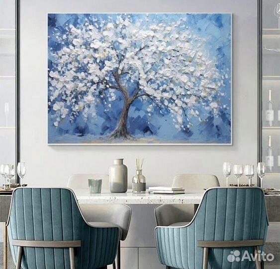 Картина маслом на холсте зимний пейзаж