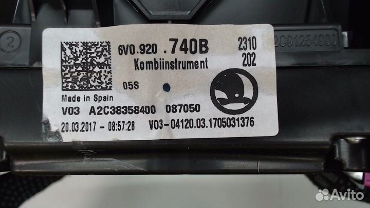 Щиток приборов Skoda Fabia, 2017