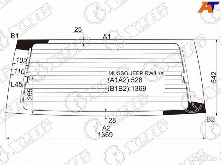 Стекло заднее Ssangyong Musso