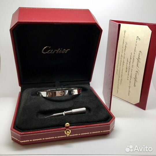 Браслет cartier love белое золото