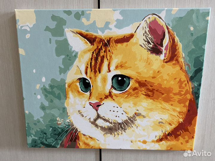 Картина рыжий кот акрил на холсте