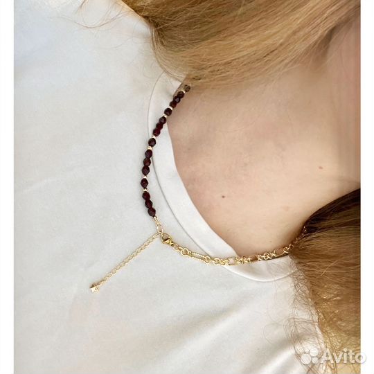 Чокер с натуральным камнем Гранат