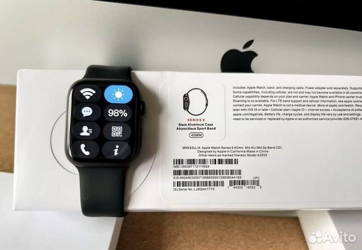 Смарт часы apple watch 8/9 45 mm с яблоком