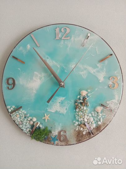 Часы настенные Море из эпоксидной смолы