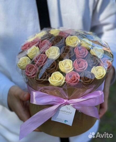 Шоколадные розы съедобный букет