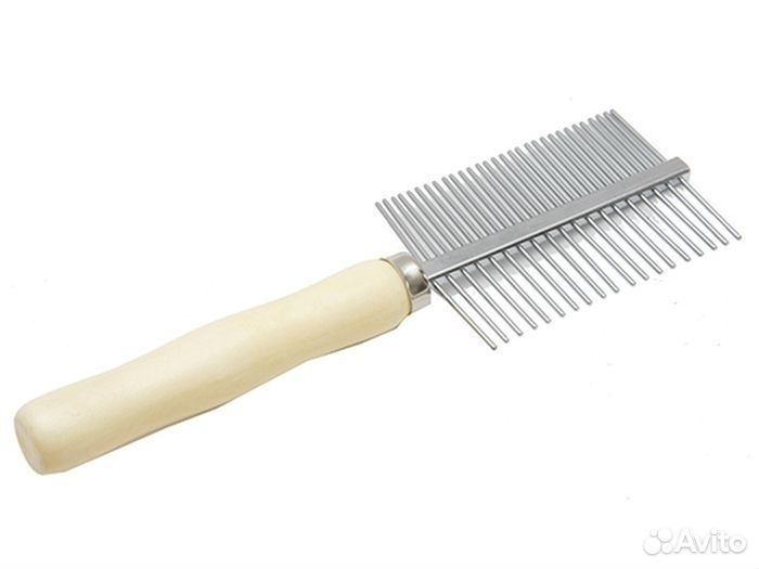 Расческа с деревянной ручкой Двусторонняя частаяре