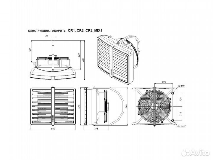 Водяной тепловой вентилятор Sonniger CR (5-70 кВт)