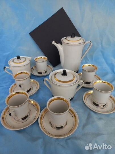 Кофейный сервиз Чёрное и белое. Фарфор, авангард