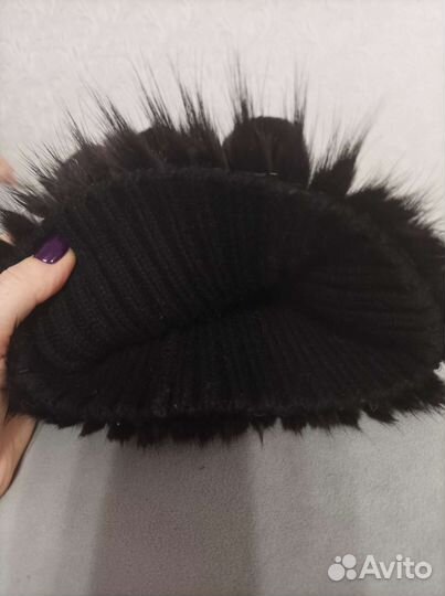 Шапка женская норковая вязаная