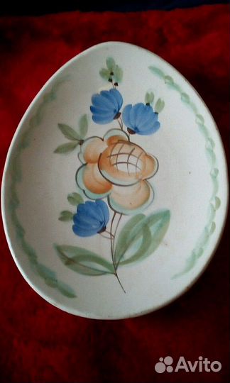 Овальная тарелка зик.Ручная роспись