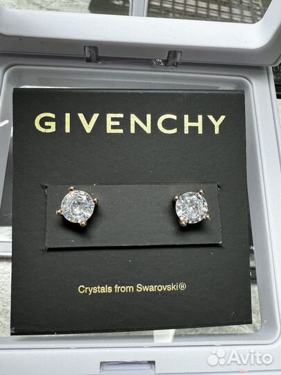 Серьги givenchy с цирконием 6мм, 8мм, 4 мм