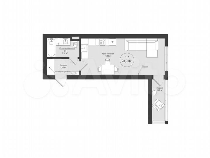 Квартира-студия, 28,9 м², 23/25 эт.