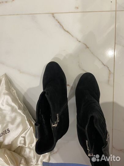 Ботильоны натуральная замша, натуральный мех