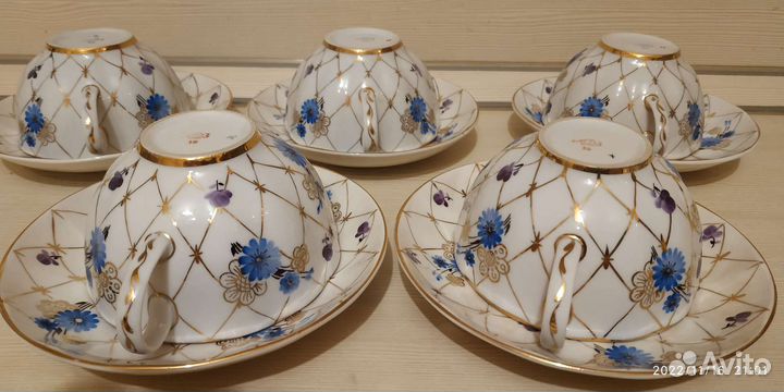 Чайный сервиз лфз золотая сетка 6 пар