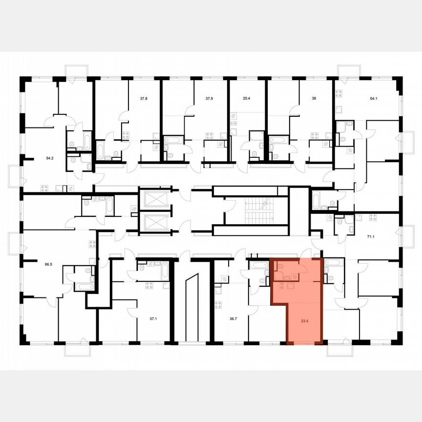 Квартира-студия, 23,4 м², 12/16 эт.