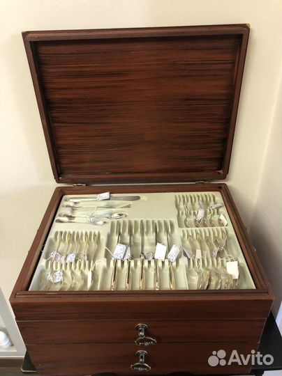 Набор столовых приборов серебро 875 проба