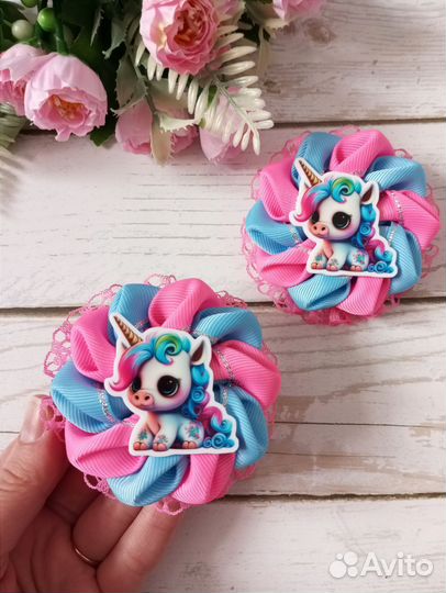 Бантики с единорожками для девочки