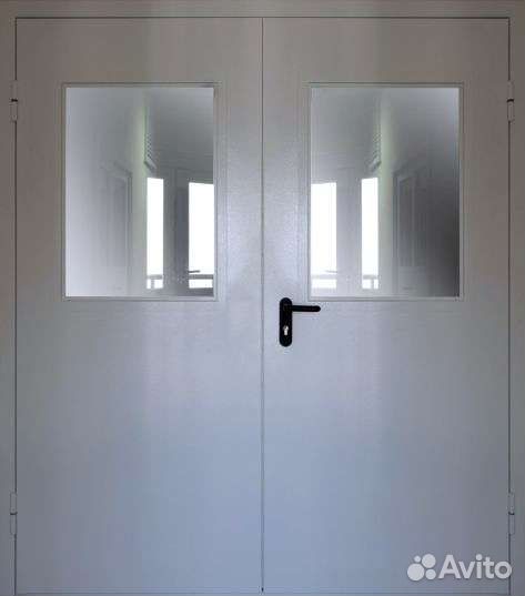 Дверь противопожарная с остеклением двупольная