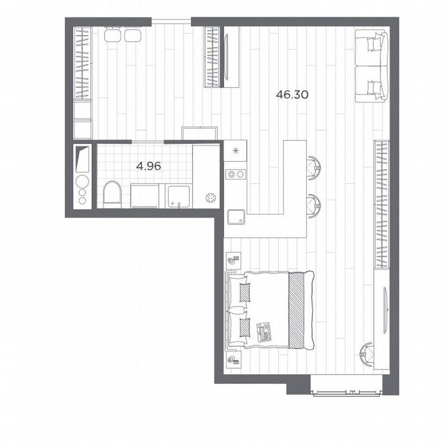 Апартаменты-студия, 51,3 м², 9/14 эт.