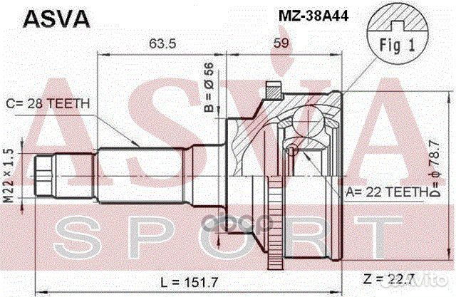 ШРУС наружный 22X56X28 MZ-38A44 asva