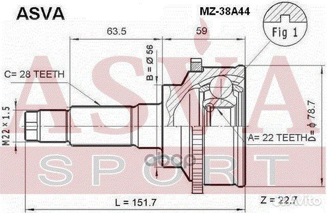 ШРУС наружный 22X56X28 MZ-38A44 asva