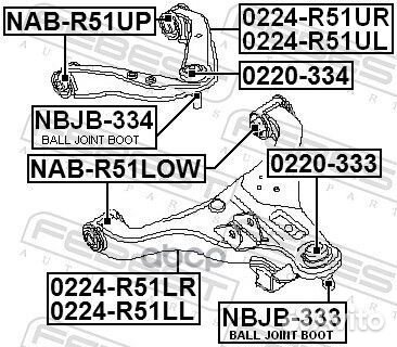 Рычаг подвески 0224-R51LL 0224-R51LL Febest