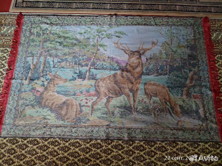 Винтаж: Гобелен ковёр ГДР олени 1950-е годы