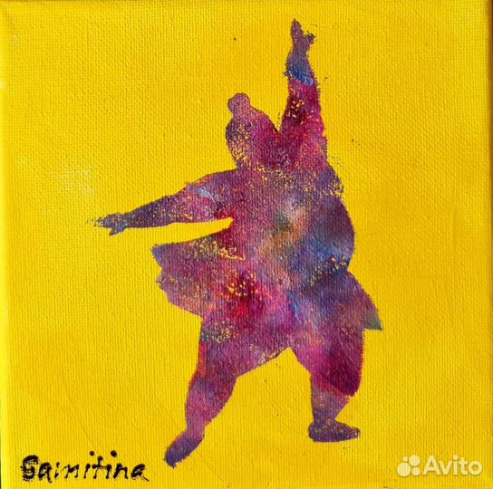 Картина на холсте балерина поп-арт 15/15 см