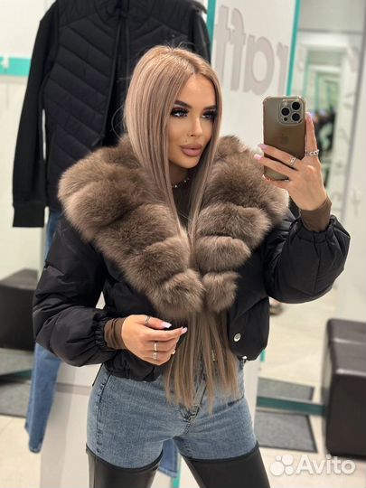 Пуховик куртка женская с натуральным мехом
