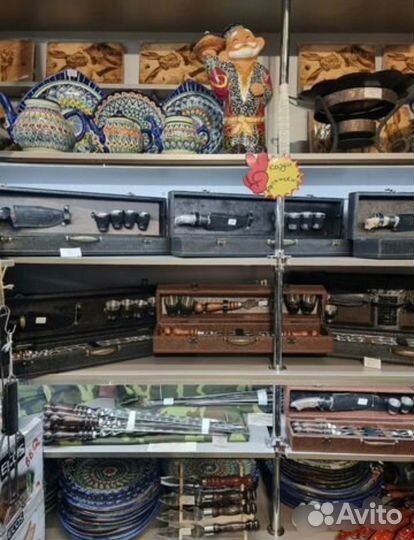 Набор шампуров в кейсе из кож.зама