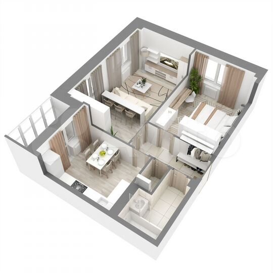 2-к. квартира, 54 м², 15/16 эт.