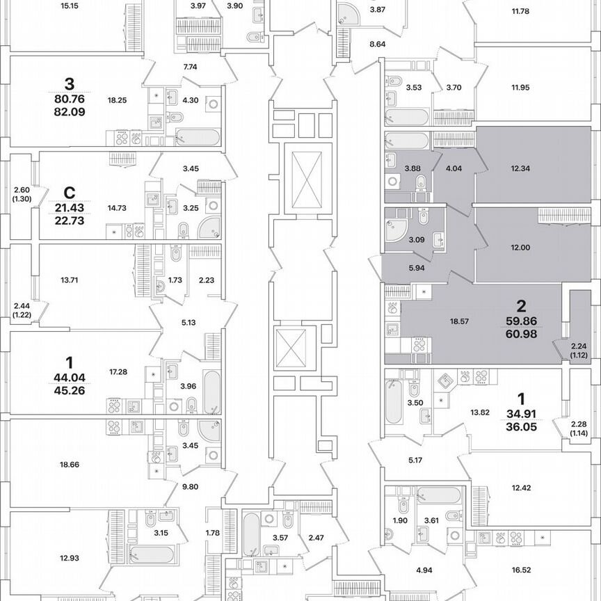 2-к. квартира, 61 м², 10/12 эт.