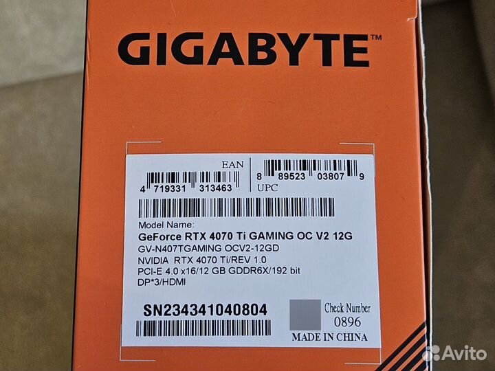 Gigabyte RTX 4070 TI 12GB GV-N407tgaming OCV2-12GD