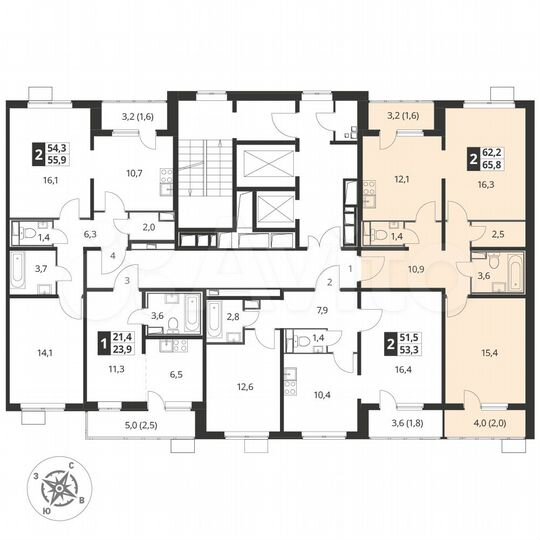2-к. квартира, 65,7 м², 25/25 эт.