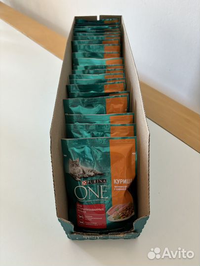 Влажный корм purina one (курица), 23 пакетика