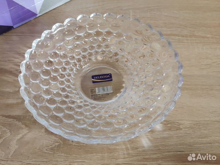 Блюдо стеклянное новое бабл