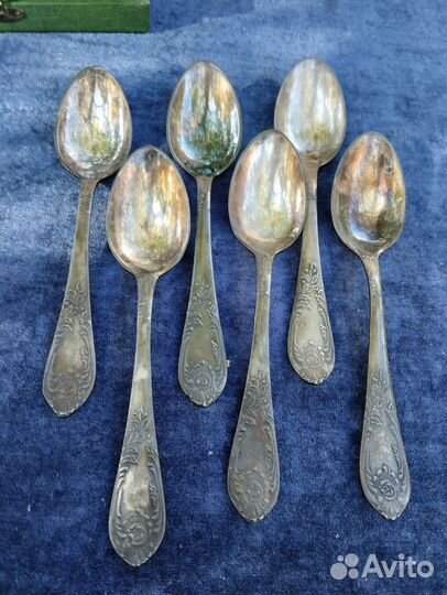 Ложка мельхиор СССР. 3 комплекта. Родная патина