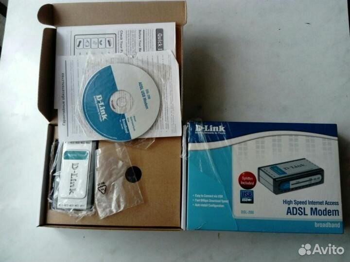 Adsl модем D-Link DSL-200 с USB и сплиттером