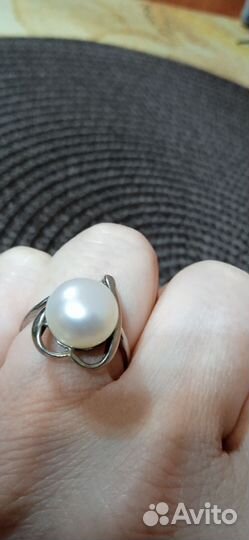 Кольцо с натуральным жемчугом