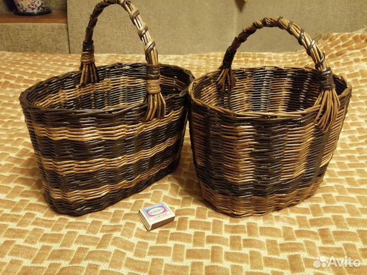 Корзина плетеная из бумажной лозы