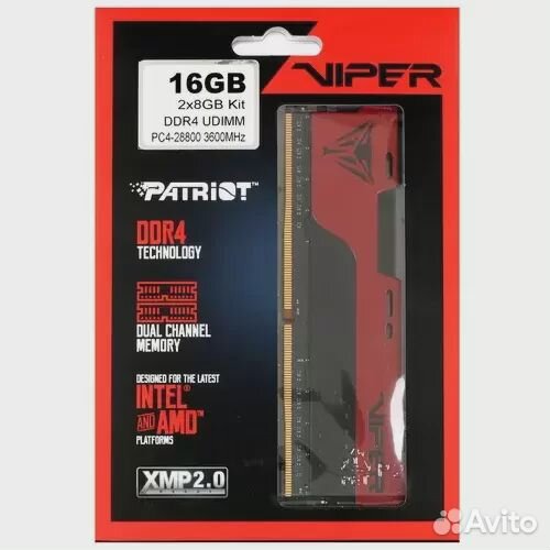 Оперативная память 16 Gb 3600 MHz patriot viper EL