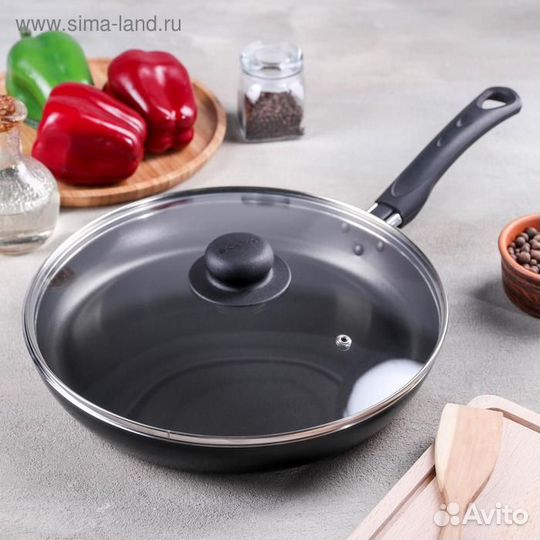 Сковорода Consul, d28 см, пластиковая крышка, стек